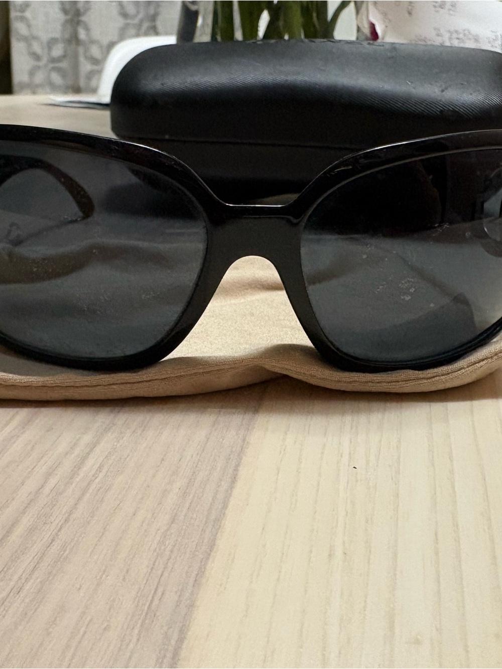 CHANEL Black Oversized Women's Sunglasses with Dark Gray Lenses